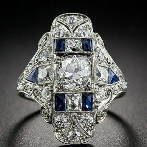 Diamonds and Sapphire Ring, Mutiple Sizes